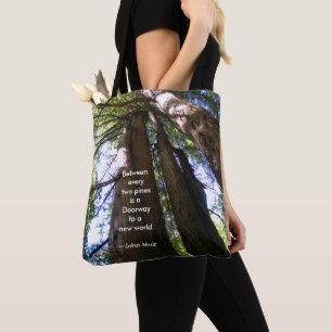 Tote Bag Arbres de séquoias avec citation de Muir