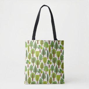 Tote Bag Arbres d'été : Motif vert sans joint