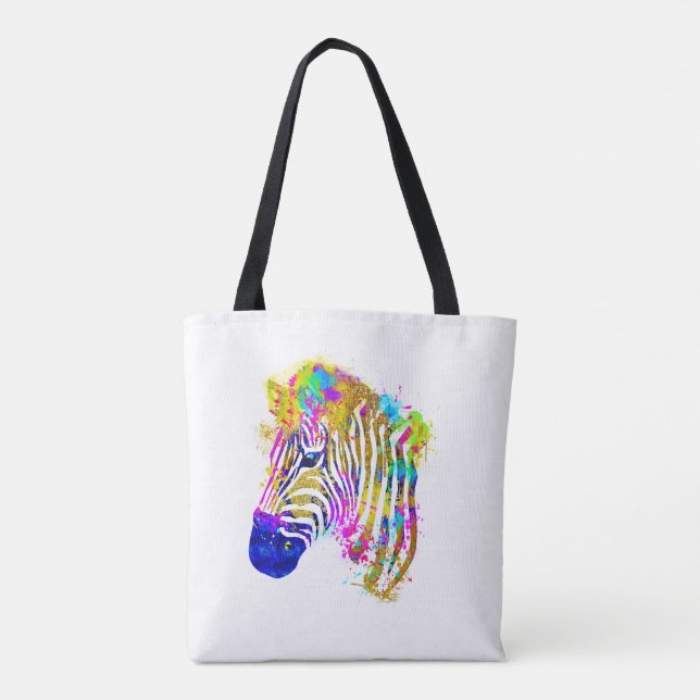 Tote Bag Arc en arc-en-ciel Peinture Zebra Graphique (Dos)