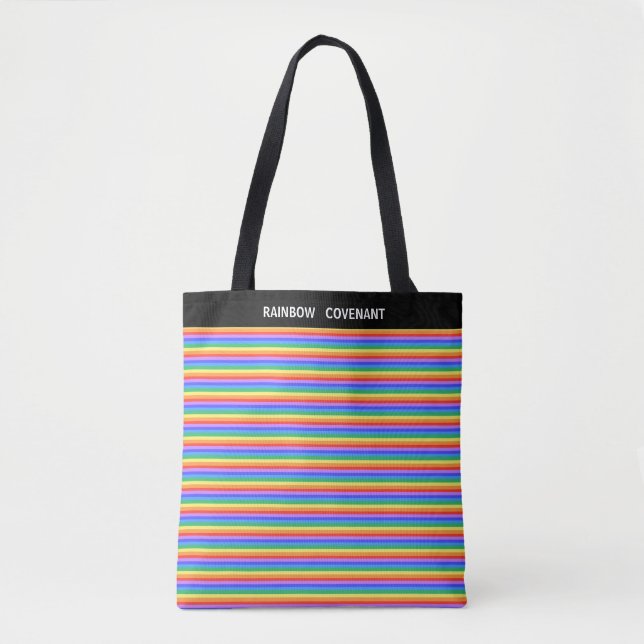 Tote Bag Arc-en-ciel à rayures multiples (Devant)