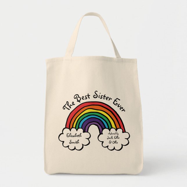 Tote Bag Arc en ciel de la meilleure soeur jamais (Devant)