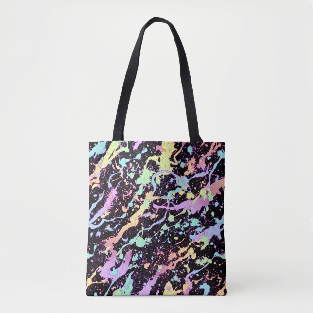 Tote Bag arc-en-ciel encre éclaboussure extrême : (Devant)