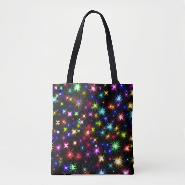 Tote Bag Arc-en-ciel Étincelles, Étoiles et Feu d'artifice (Devant)