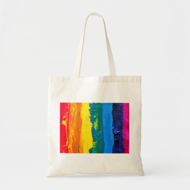 Tote Bag Arc-en-ciel Peinture acrylique Gay Colours Fierté  (Devant)