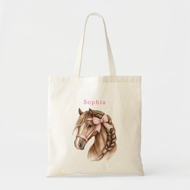 Tote Bag Arc pour cheval à rayures roses (Devant)