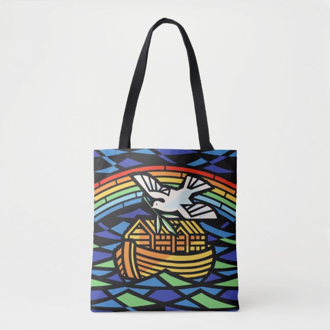 Tote Bag Arche de Noé, Arc-en-ciel, Dove (Devant)