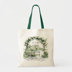 Tote Bag Arche florale de roses Banc romantique Jardin de r