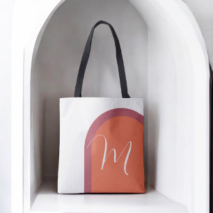 Tote Bag Arche magenta de corail élégant avec Monogramme