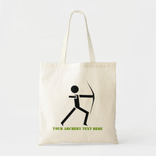 Tote Bag Archer avec son arc noir, tir à l'arc vert coutume