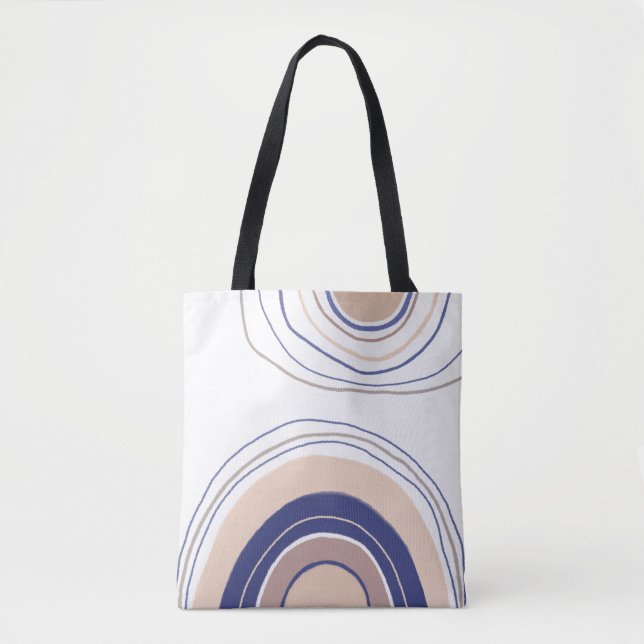 Tote Bag Arches Boho Abstraites - Bleu et Beige (Devant)
