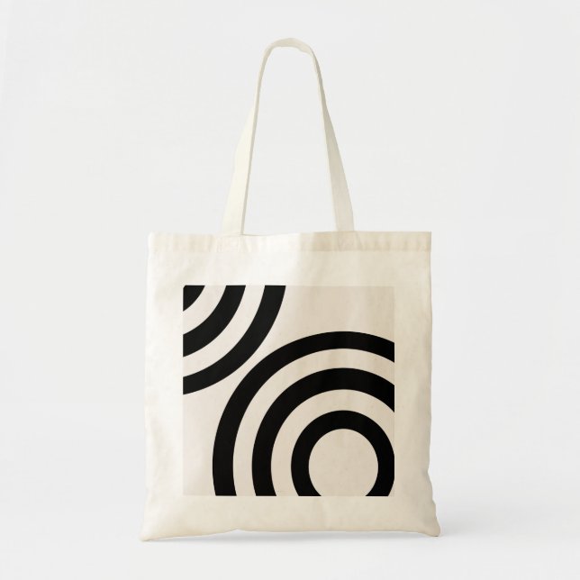 Tote Bag Arcs Abstraits Modernes Du Milieu Du Siècle Noir E (Devant)