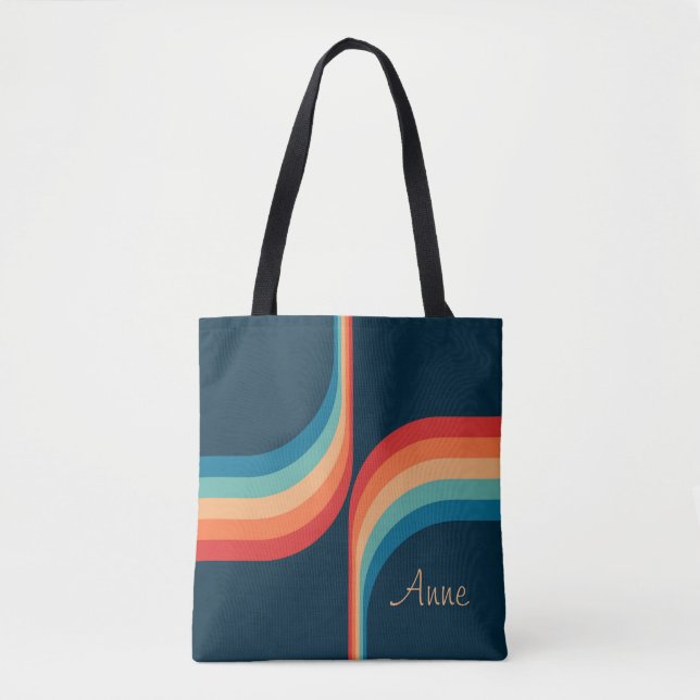 Tote Bag Arcs colorés de style rétro (Devant)