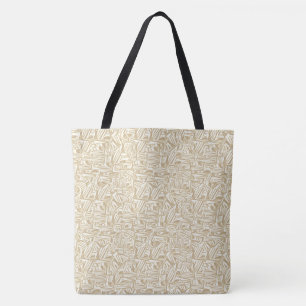 Tote Bag Ardoises en bois ou broussailles, brun et blanc