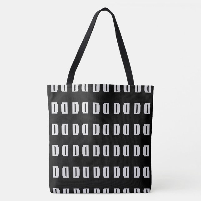 Tote Bag Argent moderne et Motif noir (Devant)