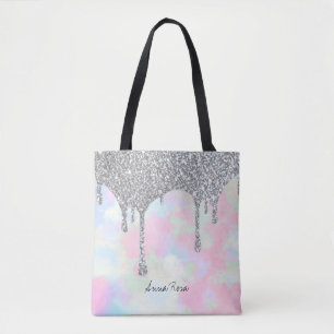 Tote Bag *~* Argent Parties scintillant Pastel Unicorn Sirè
