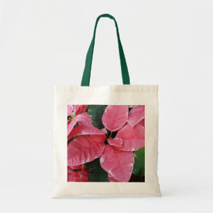 Tote Bag Argent Star Marbre Poinsettias Pink Holiday Floral
