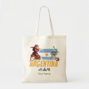 Tote Bag Argentine gaucho vintage avec drapeau de football