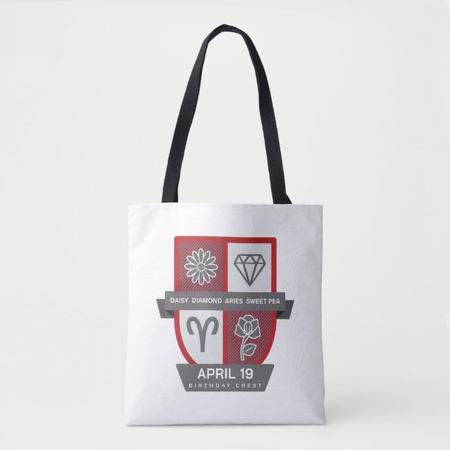 Tote Bag Aries Birthday Crest™ for April 1-19 (Devant)