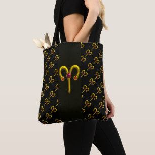 Tote Bag ARILD GOLD ZODIAC SIGNE Rouge Ruby Noir