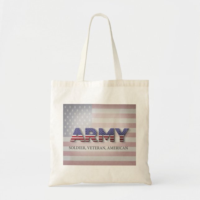 Tote Bag Armée "Soldat, Vétéran, Américain" (Devant)
