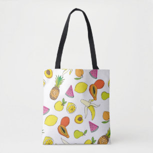 Tote Bag Arrière - plan aux fruits juteux. Patte de fruits