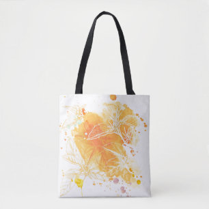 Tote Bag Arrière - plan d'aquarelle de vecteur et fleurs