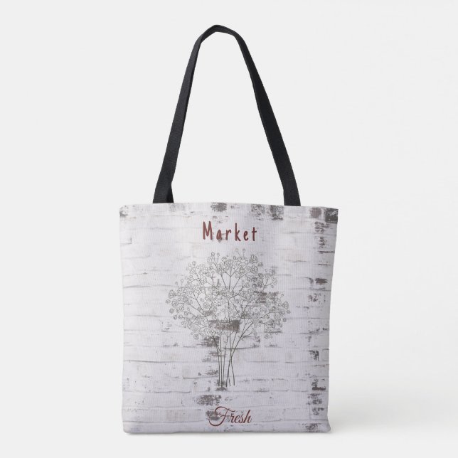 Tote Bag Arrière - plan de briques de coq rustique Fourre-t (Dos)