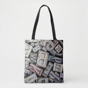 Tote Bag arrière - plan de lettres de grunge vintages aléat