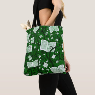 Tote Bag Arrière - plan de livres verts