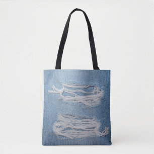 Tote Bag Arrière - plan de texture de jean bleu déchirée. D