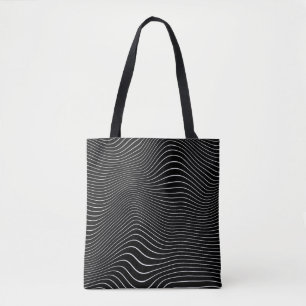 Tote Bag Arrière - plan linéaire psychédélique noir et blan