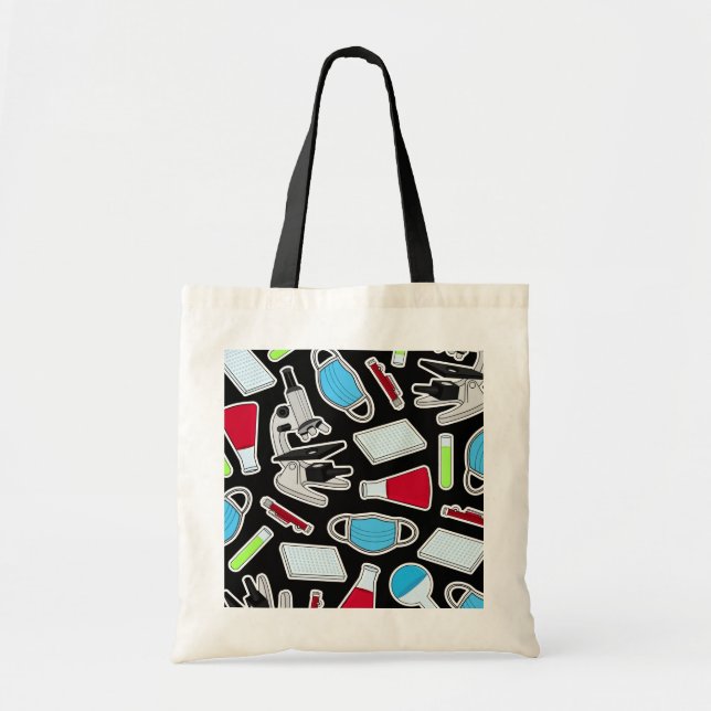 Tote Bag Arrière - plan mignon de noir de motif de (Devant)