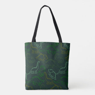 Tote Bag arrière - plan motif de dinosaures dessiné à la