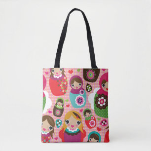 Tote Bag Arrière - plan russe d'illustration de poupée