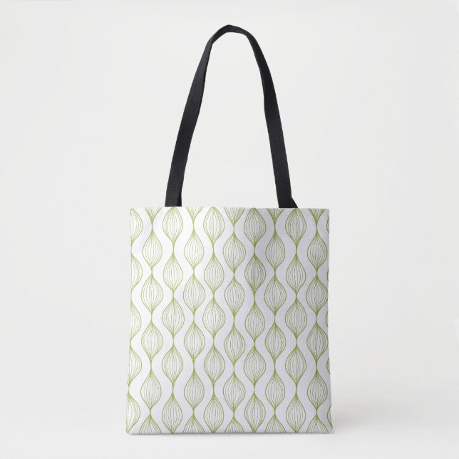 Tote Bag Arrière - plan vertical vert de motif d'ogee (Devant)