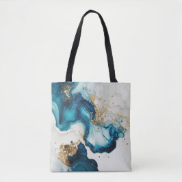 Tote Bag Arrière - plans d'encre d'alcool bleu et or