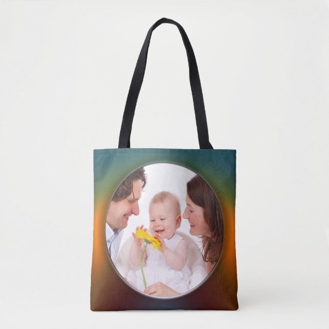 Tote Bag Arrondi en Carré Cadre couleur 1 + votre photo (Devant)
