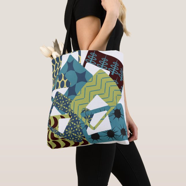 Tote Bag Arrondi Rectangles modernes du milieu du siècle (De près)
