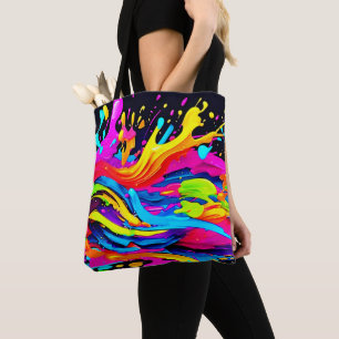Tote Bag Art Abstrait d'éclatement des couleurs