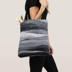 Tote Bag Art abstrait gris vagues grises