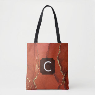 Tote Bag Art abstrait liquide à l'encre alcoolique rouge et