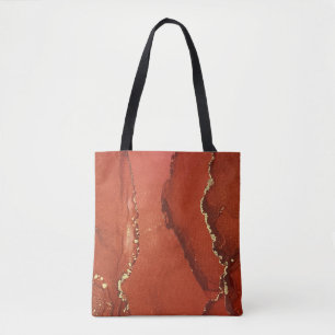 Tote Bag Art abstrait liquide à l'encre alcoolique rouge et
