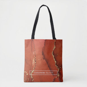 Tote Bag Art abstrait liquide à l'encre alcoolique rouge et