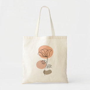 Tote Bag Art Abstrait minimaliste de ligne Floral Flower