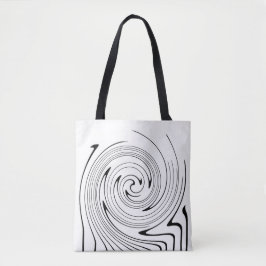 Tote Bag Art Abstrait Noir Blanc Lignes Twirl Minimalisme