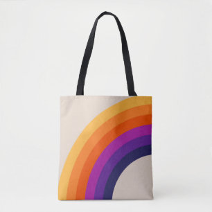 Tote Bag Art arc-en-ciel de style rétro coloré
