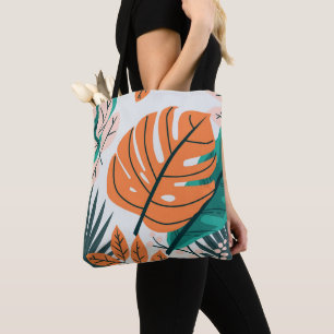 Tote Bag Art botanique de grandes feuilles tropicales color