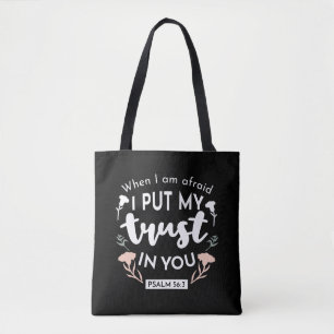 Tote Bag Art chrétien floral foncé - Psaume 56:3