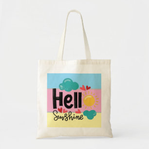 Tote Bag Art coloré à la main - Hello Sunshine Texte