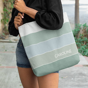 Tote Bag Art de bande grise verte sauge tendance personnali